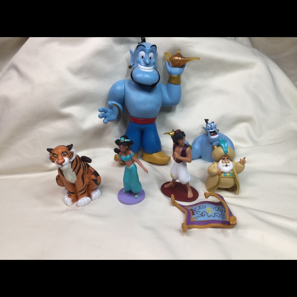 Disney Aladdin Figure Lot - Genie Rajah Jasmine Sultan